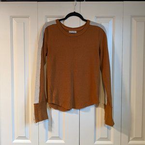 We The Free Brown & Cream Long Sleave Henley, Like New. Size L